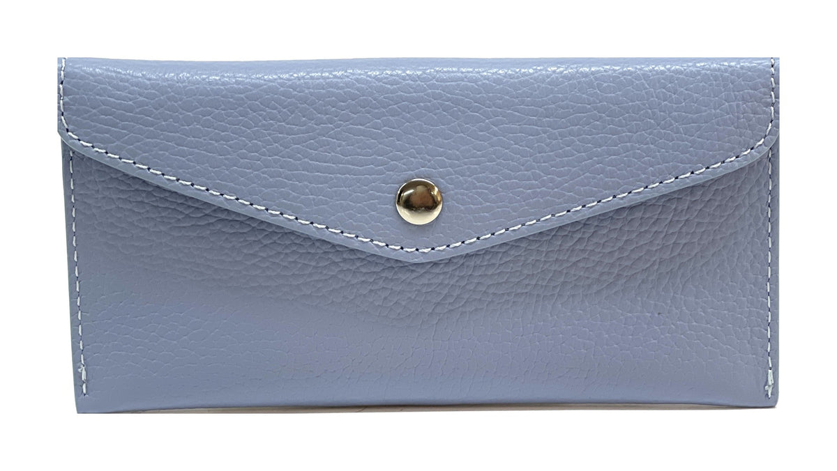 HE420 Baby Blue Large Leather Envelope Wallet