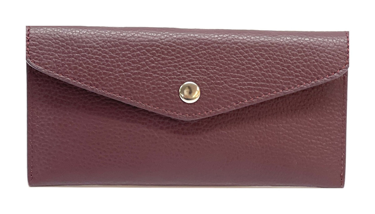 HE435 Burgundy Large Leather Envelope Wallet