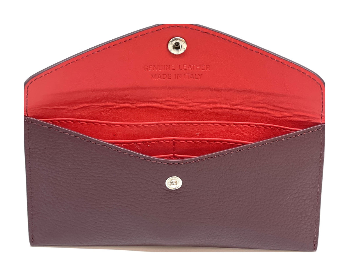HE435 Burgundy Large Leather Envelope Wallet