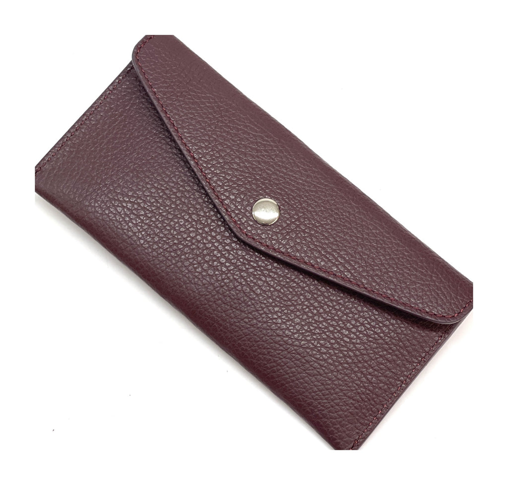 HE435 Burgundy Large Leather Envelope Wallet