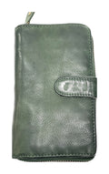 HE439 Forest Green Washed Zip Around Wallet