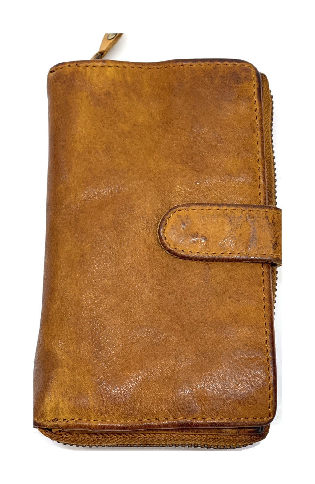 HE440 Tan Washed Zip Around Wallet