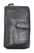 HE442 Black Washed Zip Around Wallet