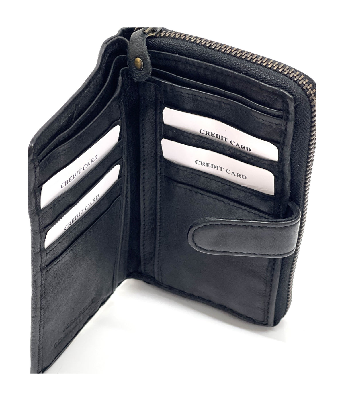 HE442 Black Washed Zip Around Wallet