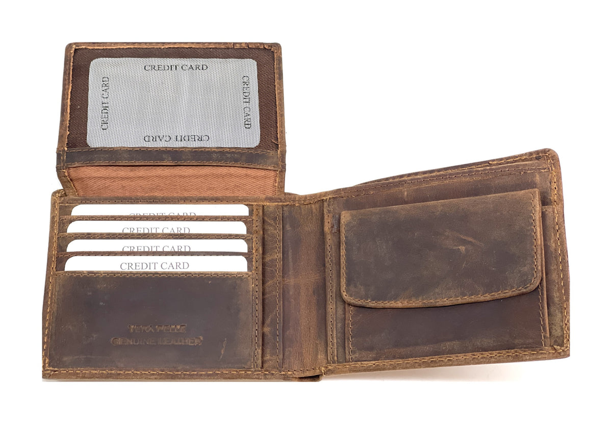 HE445 Brown Vintage Bifold Wallet