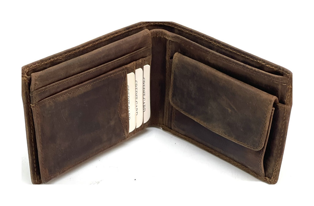 HE445 Brown Vintage Bifold Wallet