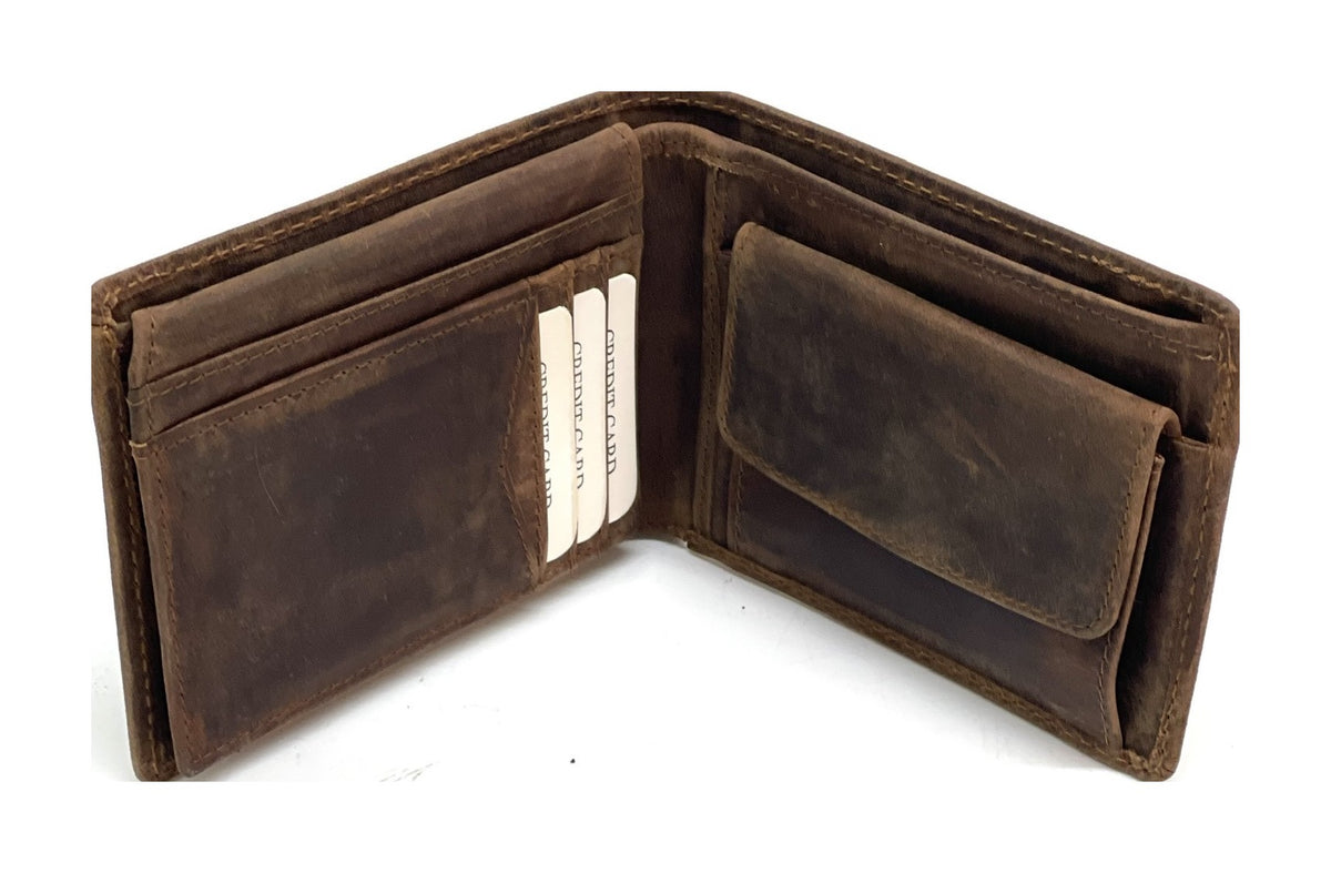 HE445 Brown Vintage Bifold Wallet