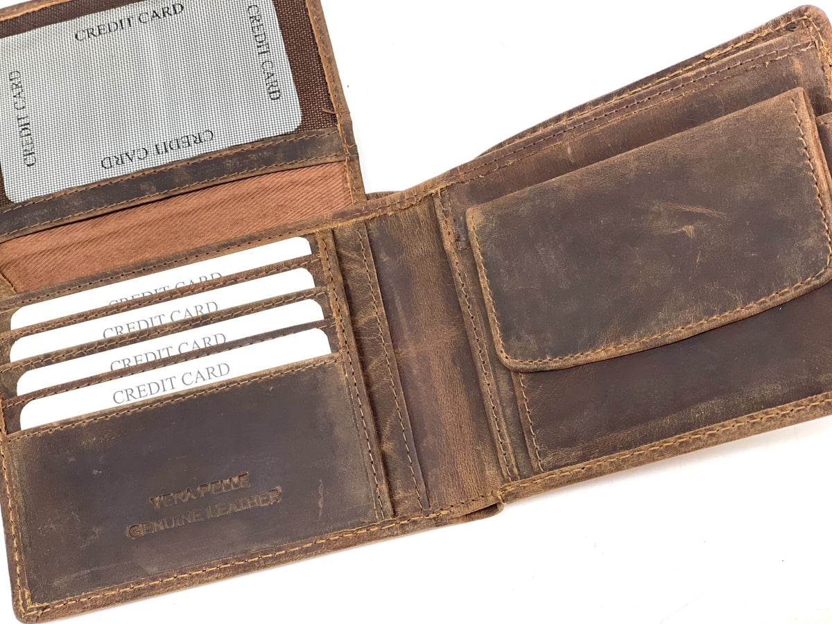 HE445 Brown Vintage Bifold Wallet