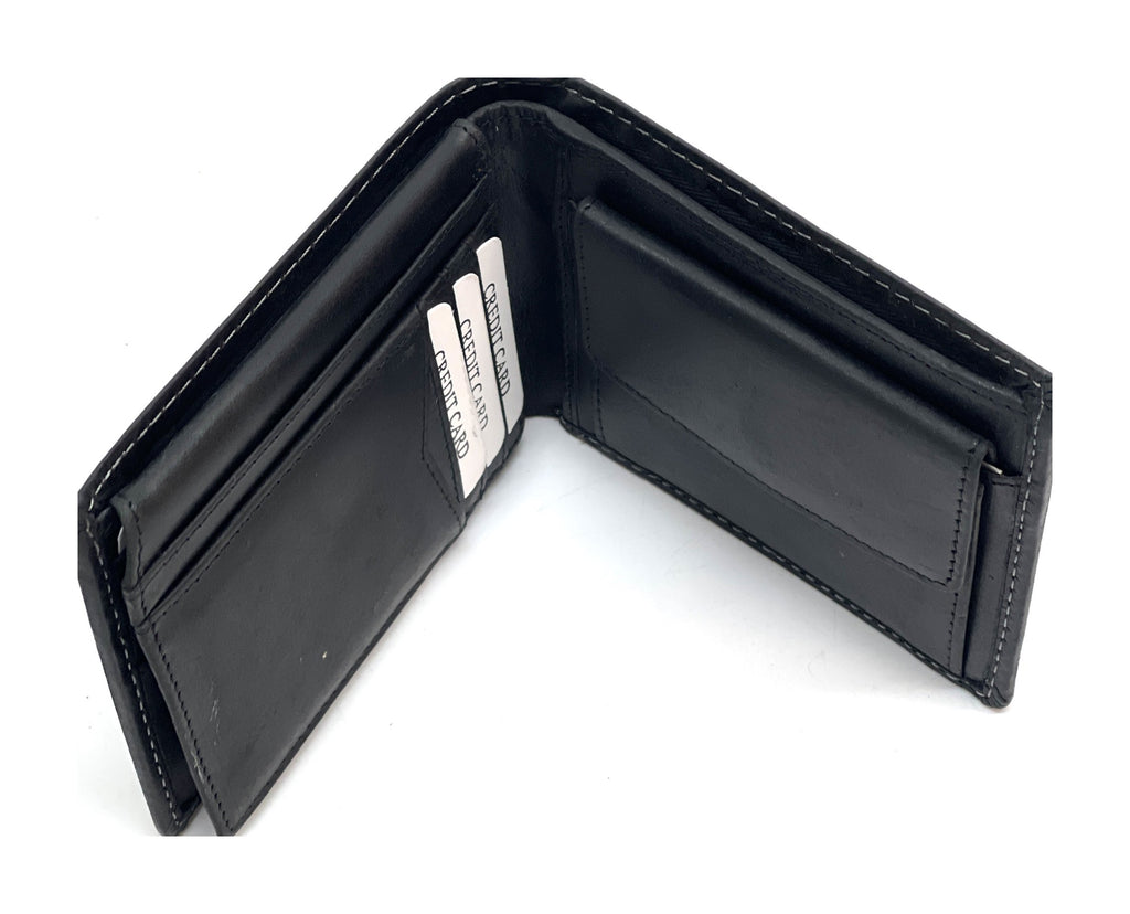 HE446 Black Vintage Bifold Wallet