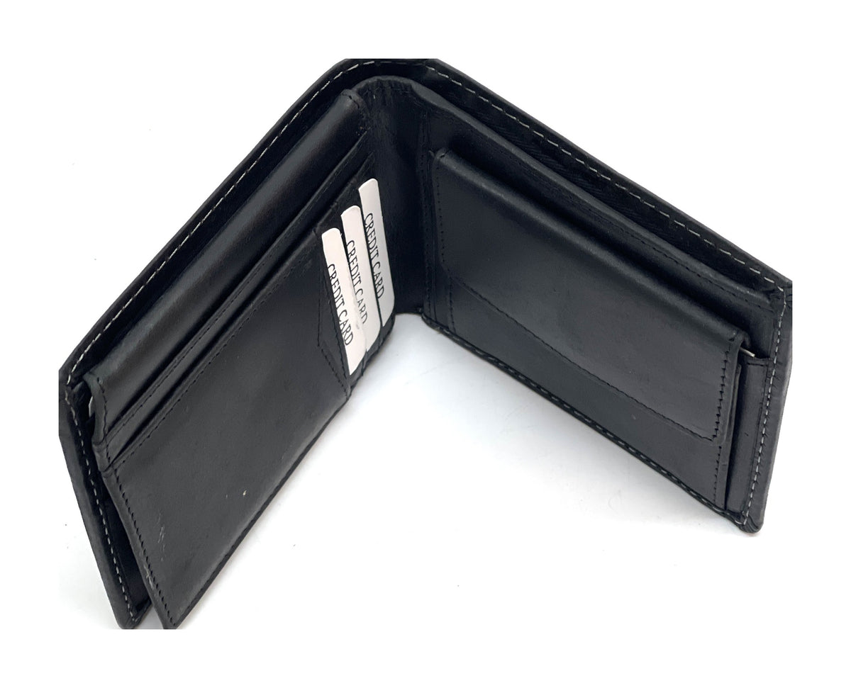 HE446 Black Vintage Bifold Wallet