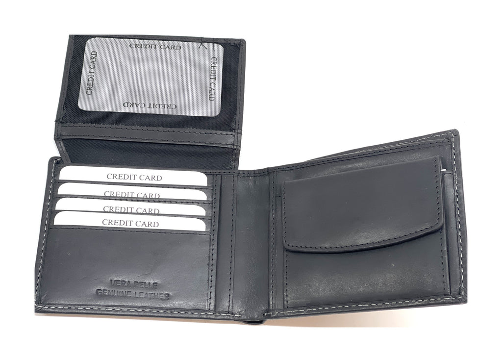 HE446 Black Vintage Bifold Wallet