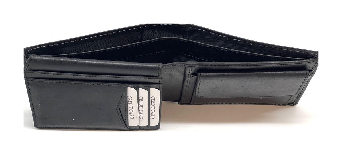 HE446 Black Vintage Bifold Wallet
