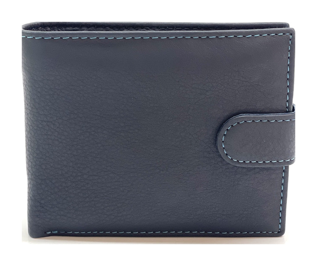HE447 Navy Snap Tab Bifold Wallet