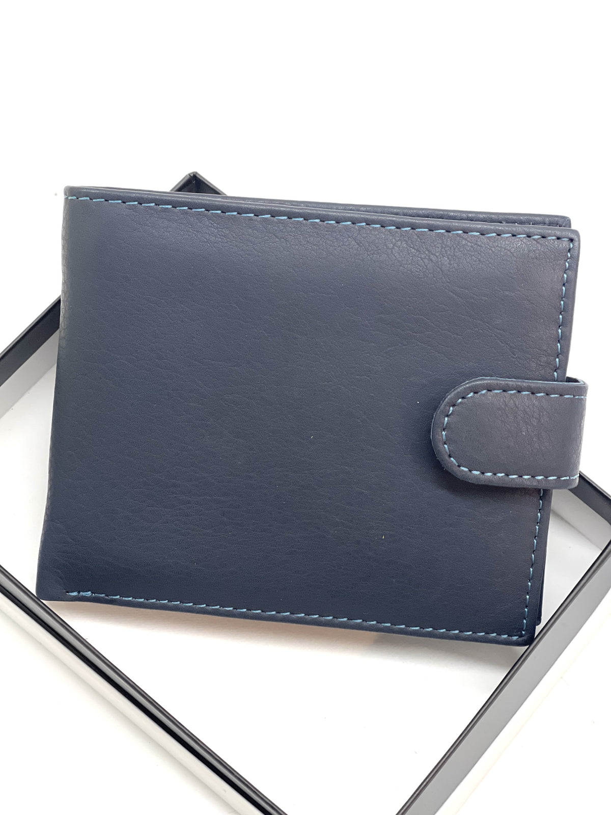 HE447 Navy Snap Tab Bifold Wallet