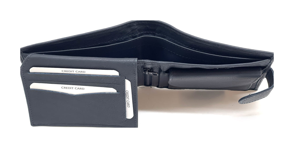 HE447 Navy Snap Tab Bifold Wallet
