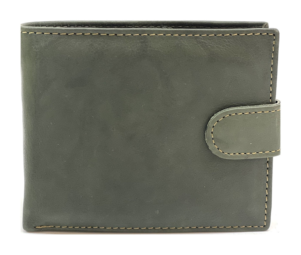 HE448 Olive Green Snap Tab Bifold Wallet