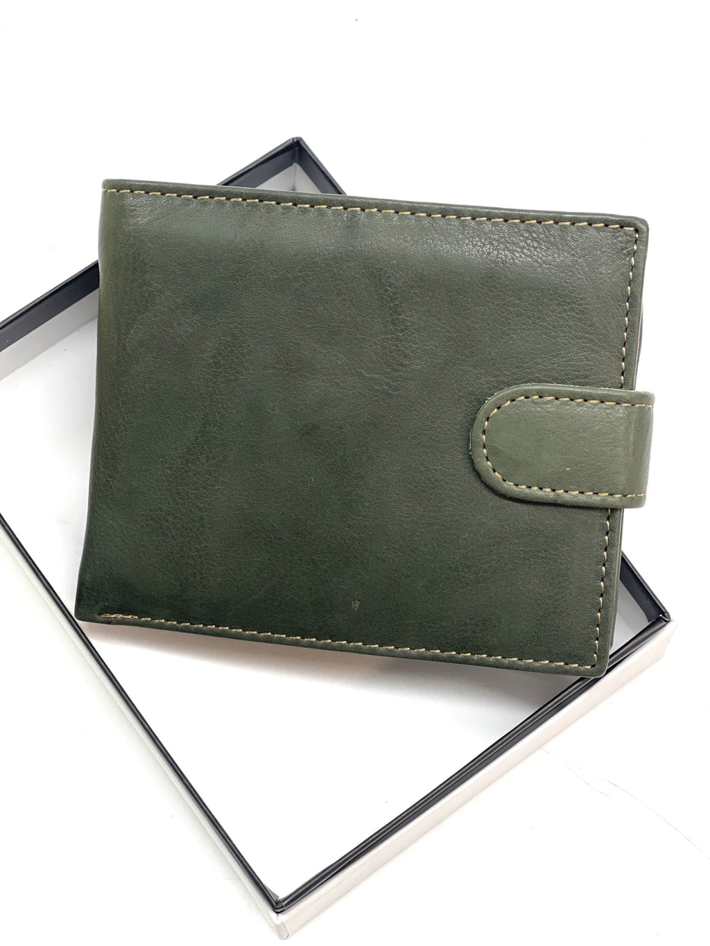 HE448 Olive Green Snap Tab Bifold Wallet