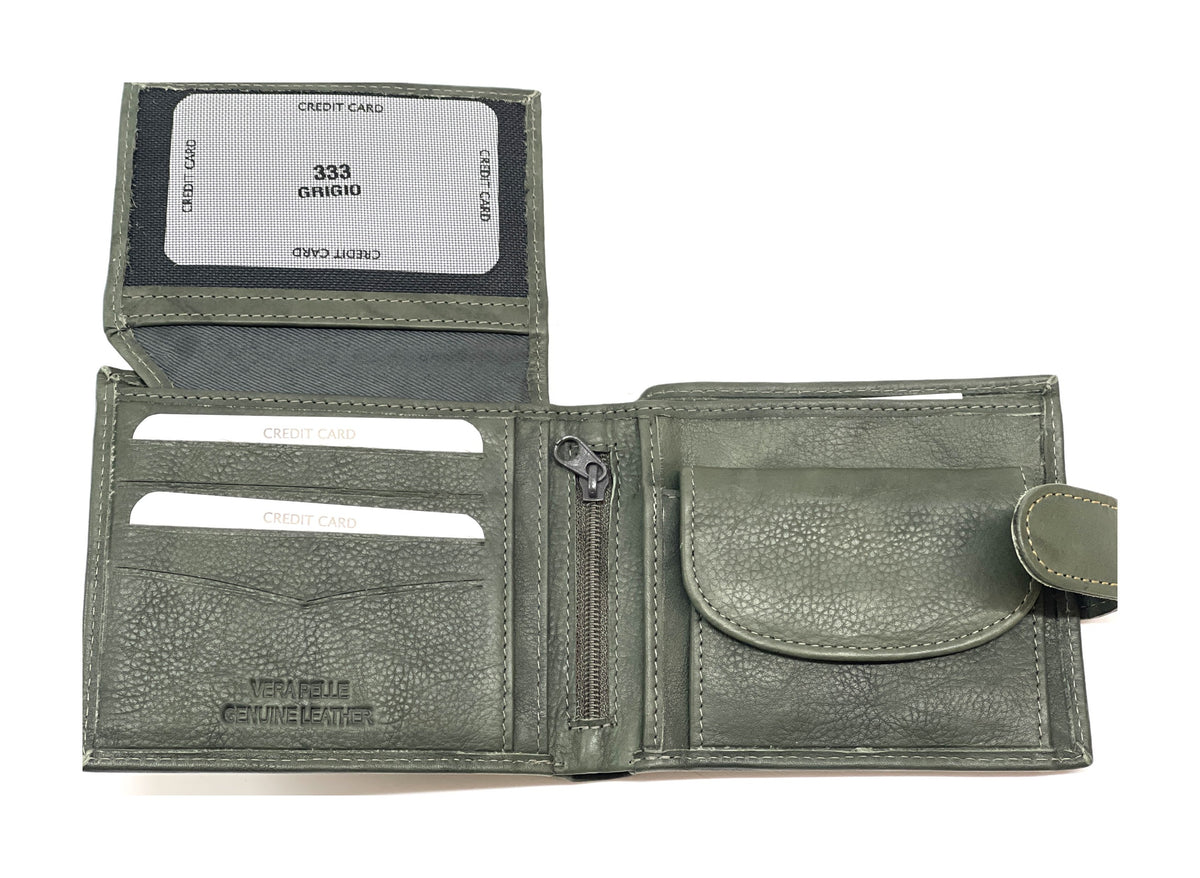 HE448 Olive Green Snap Tab Bifold Wallet