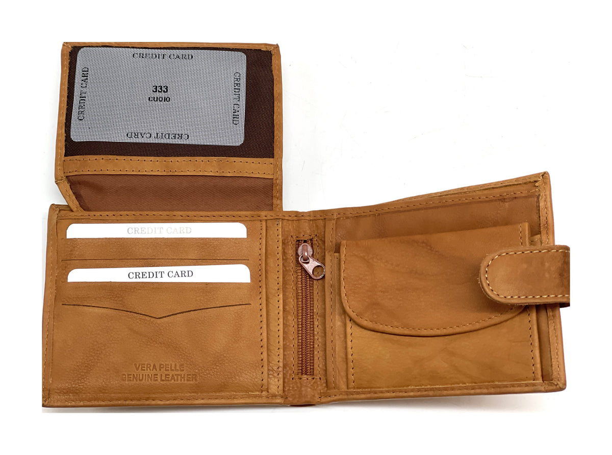 HE449 Tan Snap Tab Bifold Wallet