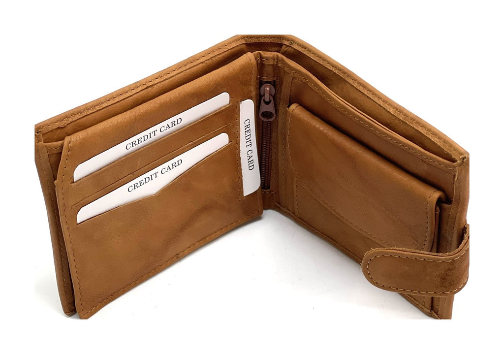 HE449 Tan Snap Tab Bifold Wallet