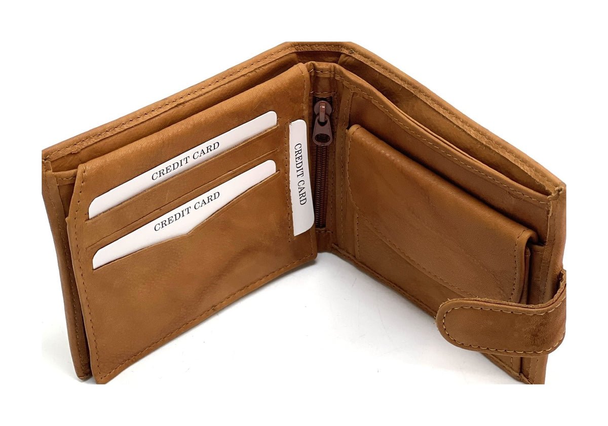 HE449 Tan Snap Tab Bifold Wallet