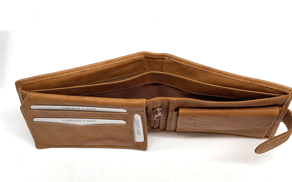 HE449 Tan Snap Tab Bifold Wallet