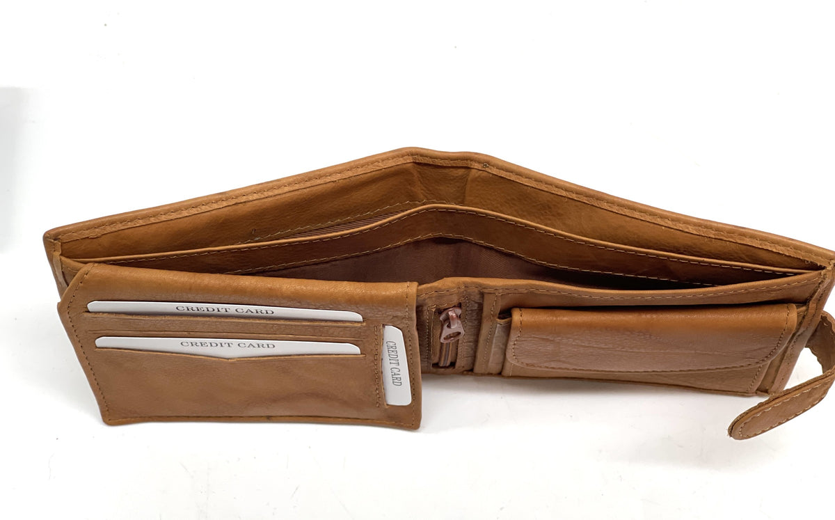 HE449 Tan Snap Tab Bifold Wallet