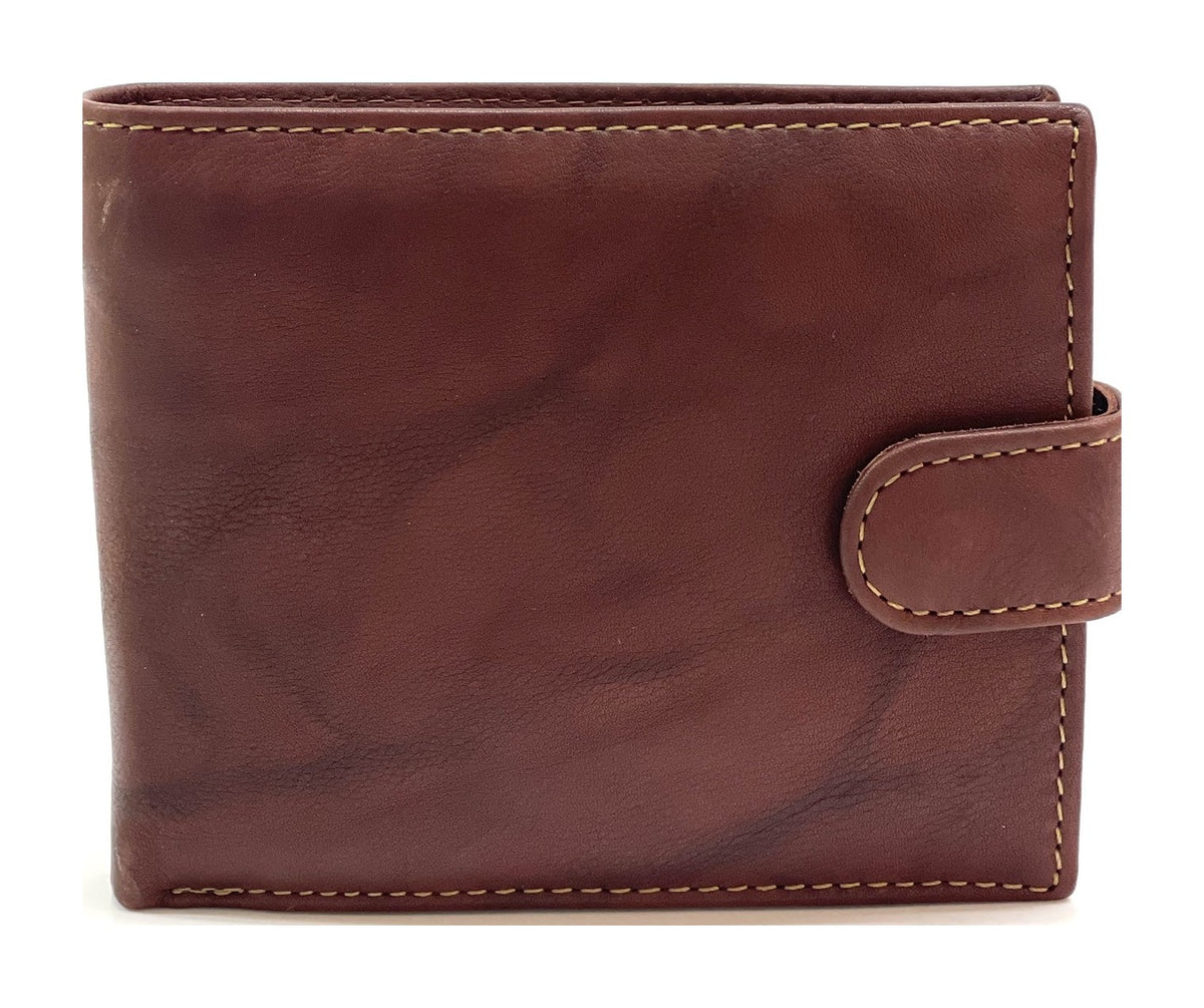HE450 Mahogany Brown Snap Tab Bifold Wallet