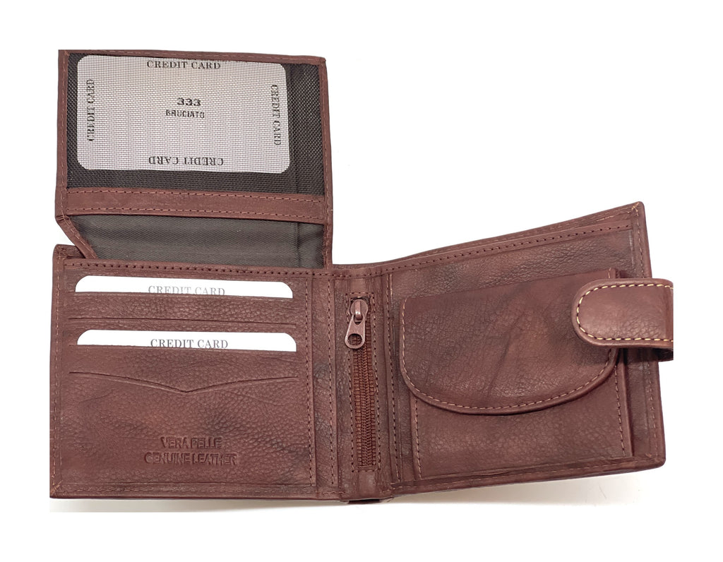 HE450 Mahogany Brown Snap Tab Bifold Wallet