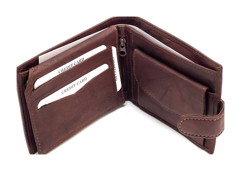 HE450 Mahogany Brown Snap Tab Bifold Wallet