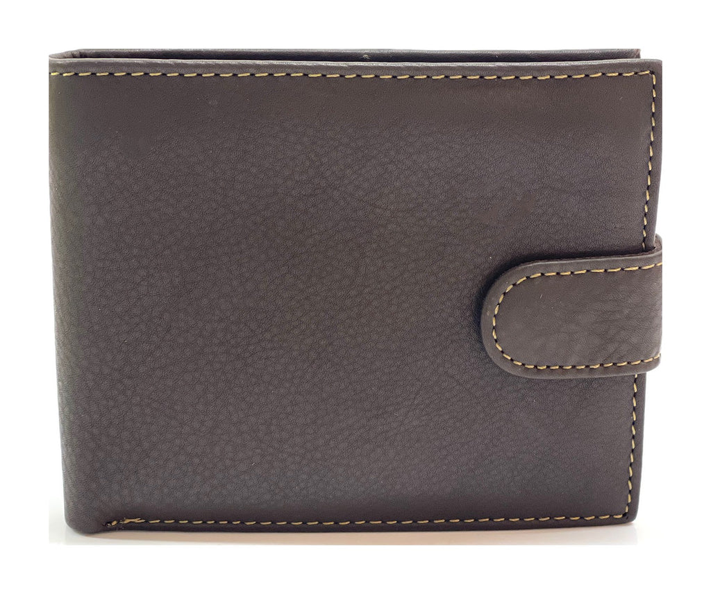HE451 Dark Brown Snap Tab Bifold Wallet