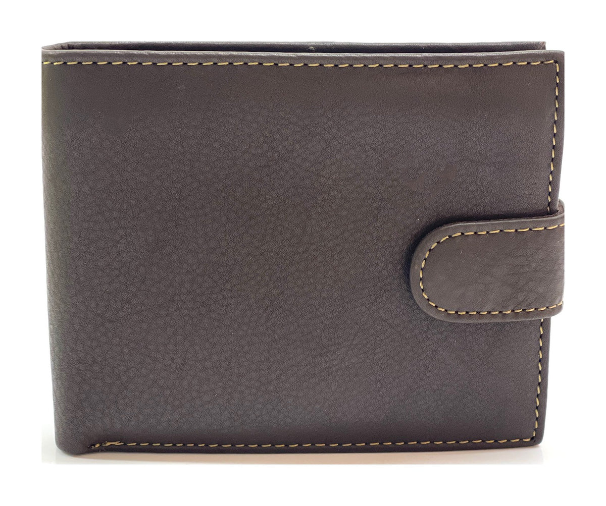 HE451 Dark Brown Snap Tab Bifold Wallet