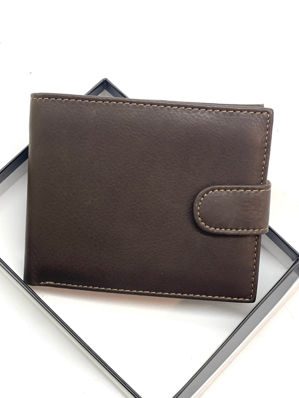 HE451 Dark Brown Snap Tab Bifold Wallet
