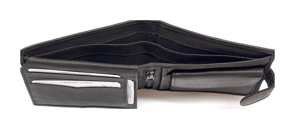 HE451 Dark Brown Snap Tab Bifold Wallet