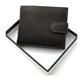 HE452 Black Leather Snap Tab Bifold Wallet