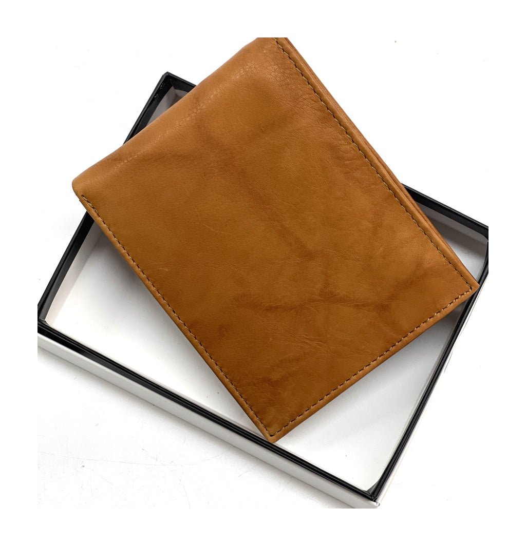 HE453 Tan Card Case Bifold Wallet