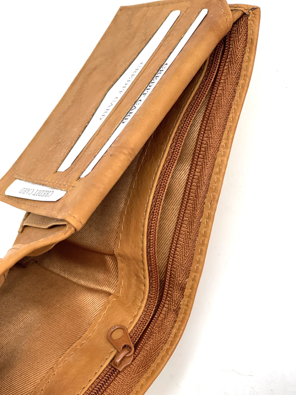 HE453 Tan Card Case Bifold Wallet