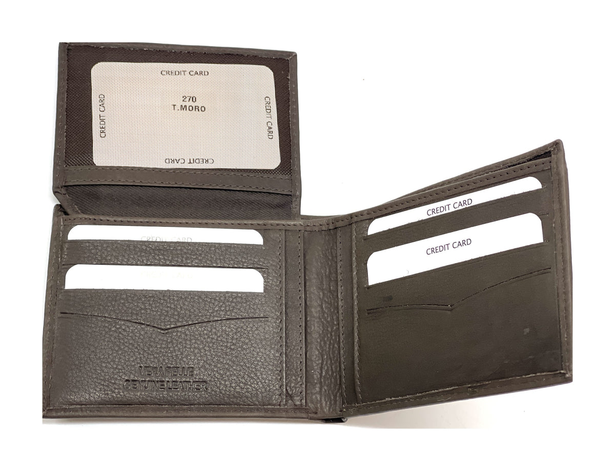 HE455 Dark Brown Card Case Bifold Wallet