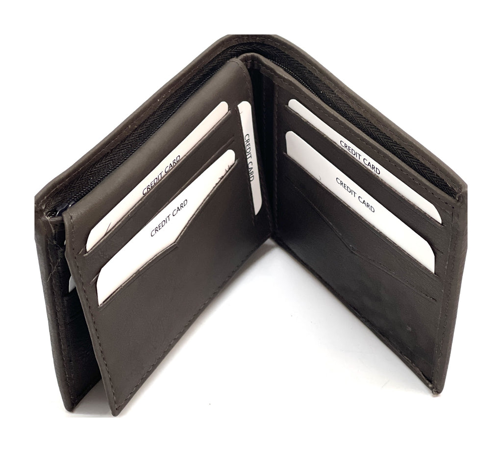 HE455 Dark Brown Card Case Bifold Wallet