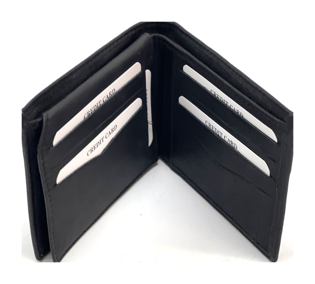 HE456 Black Card Case Bifold Wallet