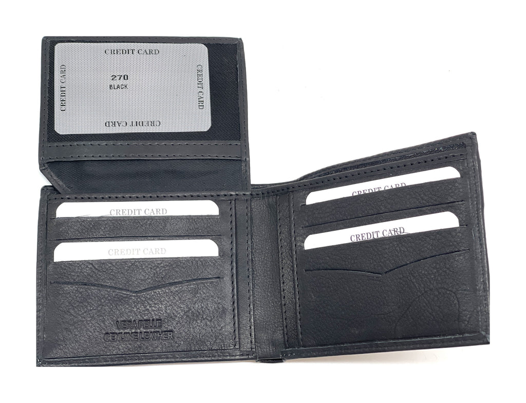HE456 Black Card Case Bifold Wallet