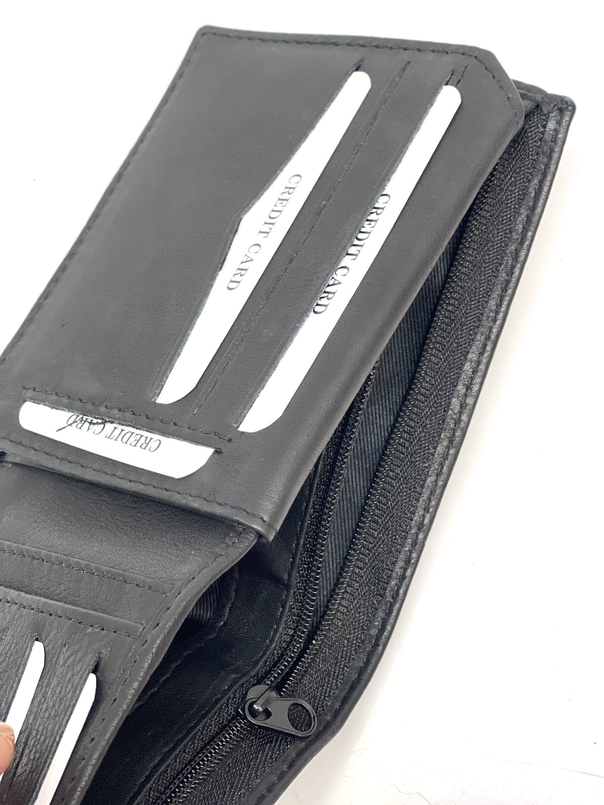 HE456 Black Card Case Bifold Wallet