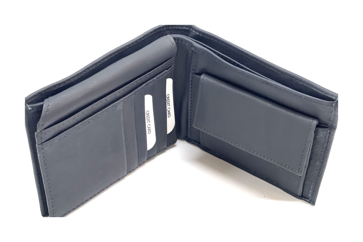 HE457 Navy Coin Flap Bifold Wallet
