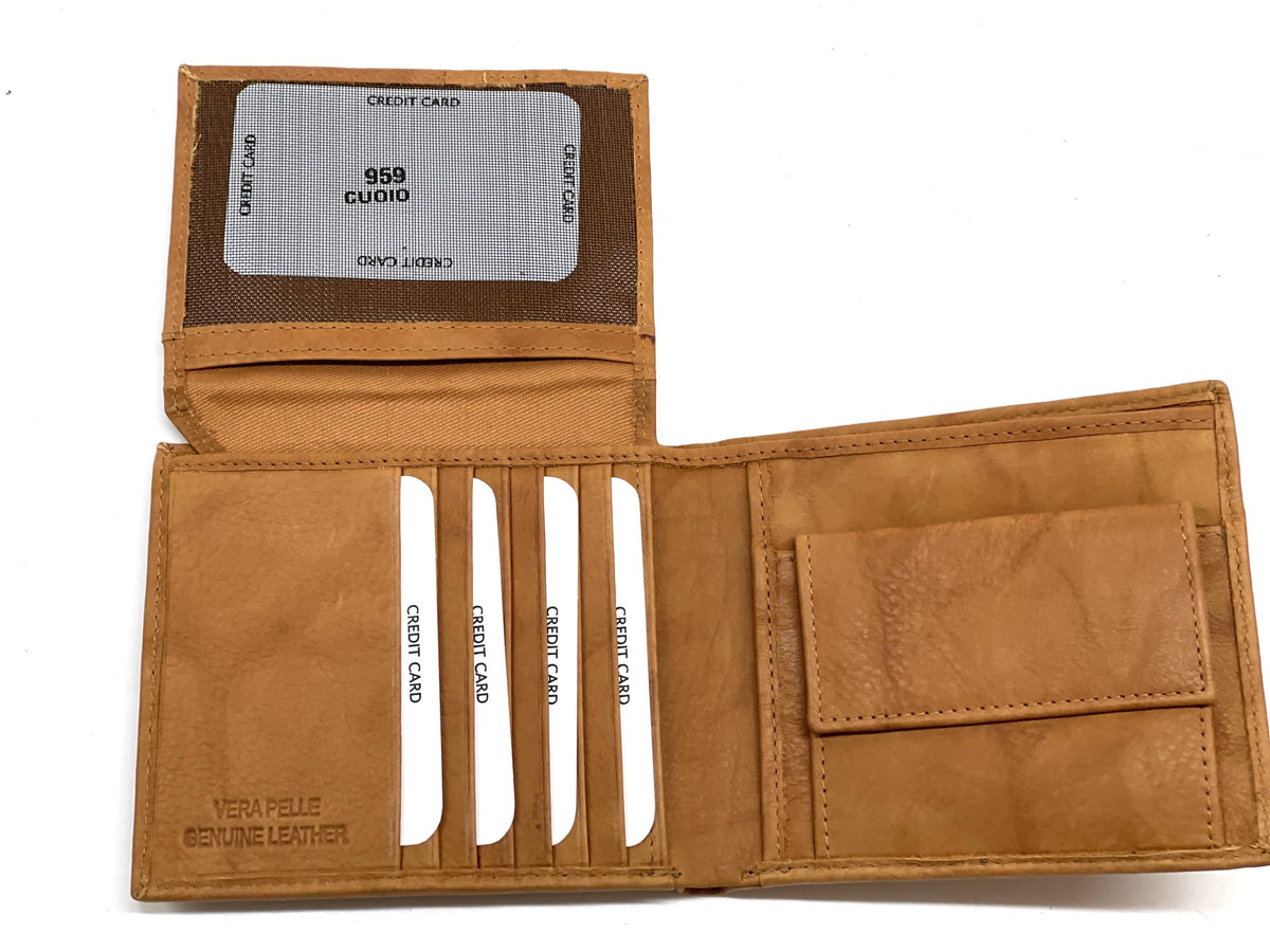 HE458 Tan Coin Flap Bifold Wallet