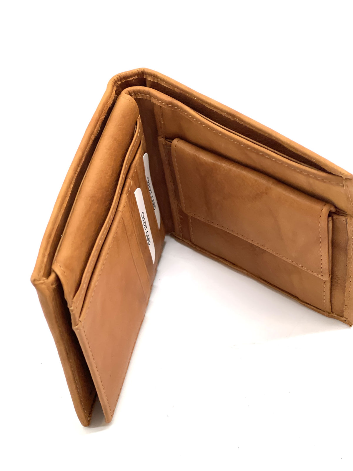 HE458 Tan Coin Flap Bifold Wallet