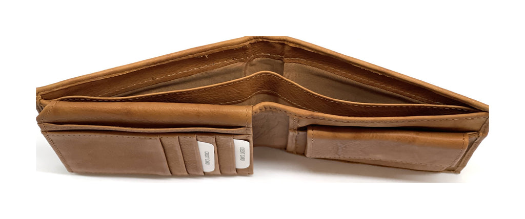 HE458 Tan Coin Flap Bifold Wallet