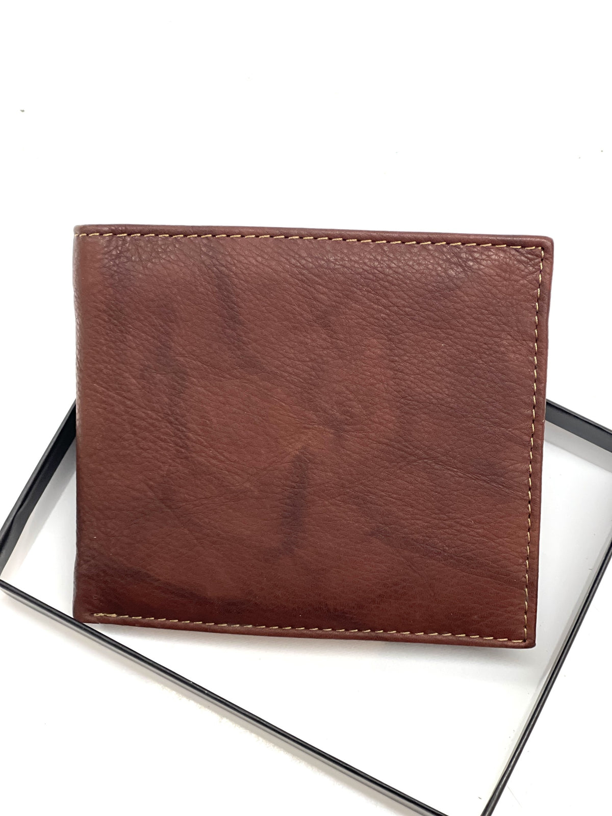 HE459 Mahogany Brown Coin Flap Bifold Wallet