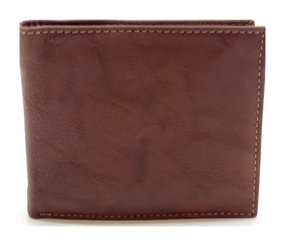 HE459 Mahogany Brown Coin Flap Bifold Wallet