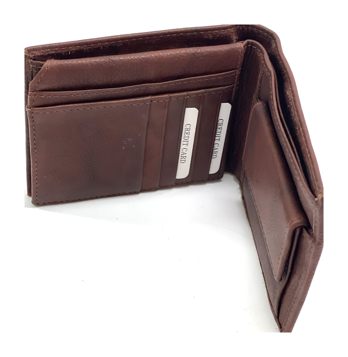 HE459 Mahogany Brown Coin Flap Bifold Wallet