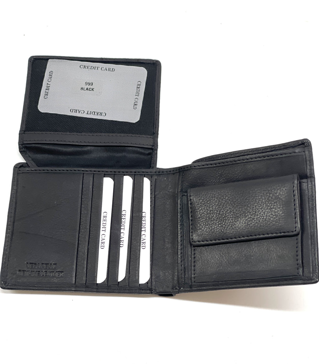 HE460 Black Coin Flap Bifold Wallet